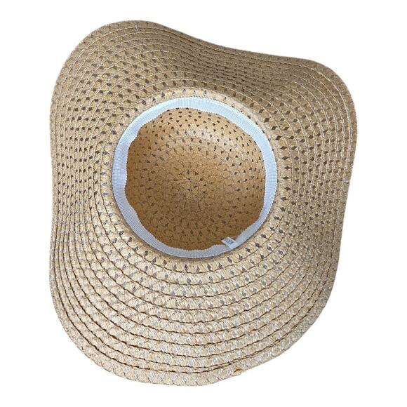 NEW Women's Floppy Hat With Bow in Natural Tan Beige Color (17" diameter) - Picture 4 of 5